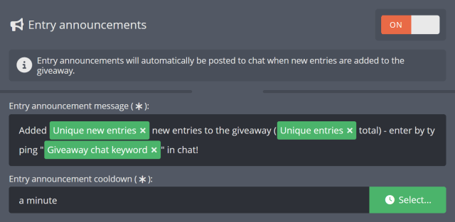 Automatically announcing your giveaway in Twitch chat Automatically announcing your giveaway in Twitch chat