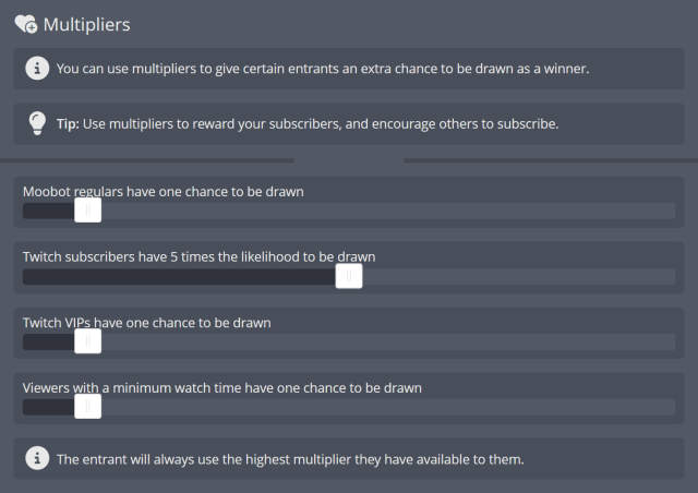 Encouraging Twitch subs by giving multiple entries for subs Encouraging Twitch subs by giving multiple entries for subs