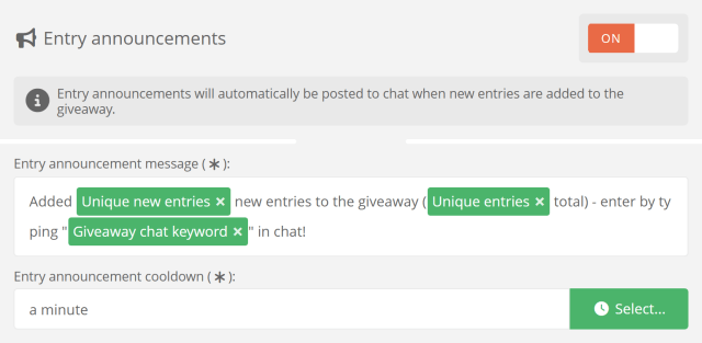 Automatically announcing your giveaway in Twitch chat Automatically announcing your giveaway in Twitch chat