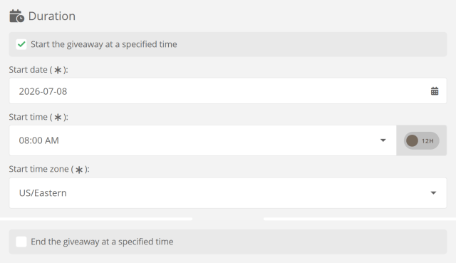 Scheduling your giveaways Scheduling your giveaways