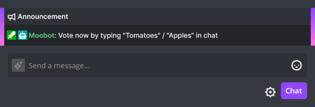 Announcing your poll in Twitch chat Announcing your poll in Twitch chat