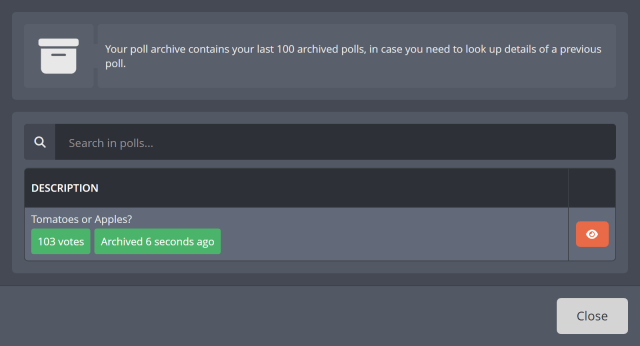 Viewing your archived polls Viewing your archived polls
