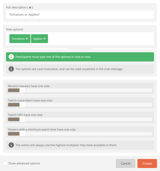 Setting up the poll on Twitch Setting up the poll on Twitch
