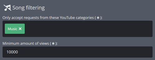 Filtering Song Requests based on category and stats