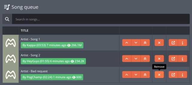 Manually moderating Song Requests