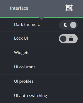 The interface main menu