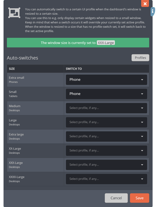 The UI auto-switching menu The UI auto-switching menu