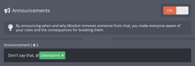Announcing your blacklisted phrases in Twitch chat Announcing your blacklisted phrases in Twitch chat