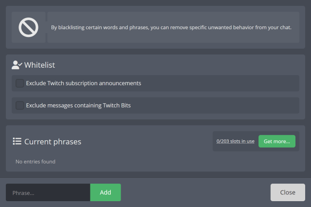 Removing blocked words and behavior in Twitch chat Removing blocked words and behavior in Twitch chat