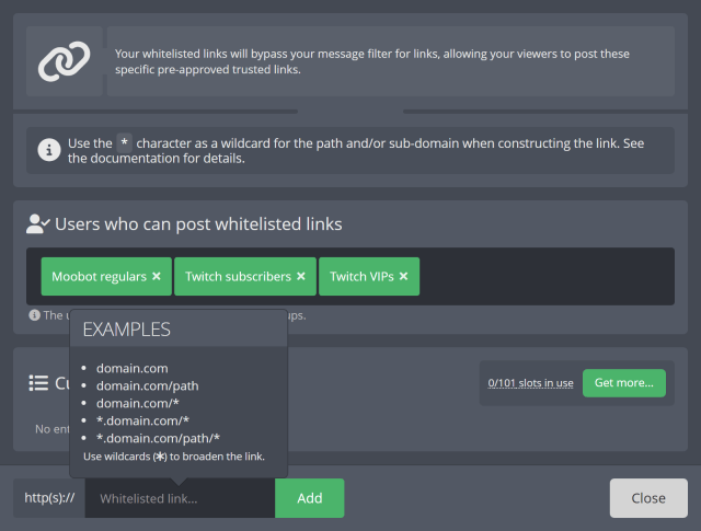 Pre-approving trusted links Pre-approving trusted links
