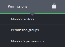 The permissions main menu