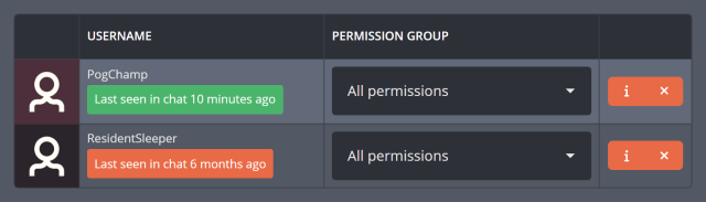 Seeing when a Moobot editor was last seen in Twitch chat
