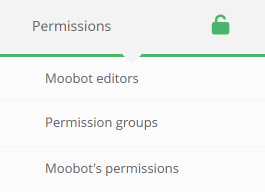 The permissions main menu