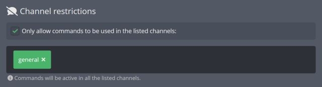 Restricting chat commands to certain Discord channels Restricting chat commands to certain Discord channels