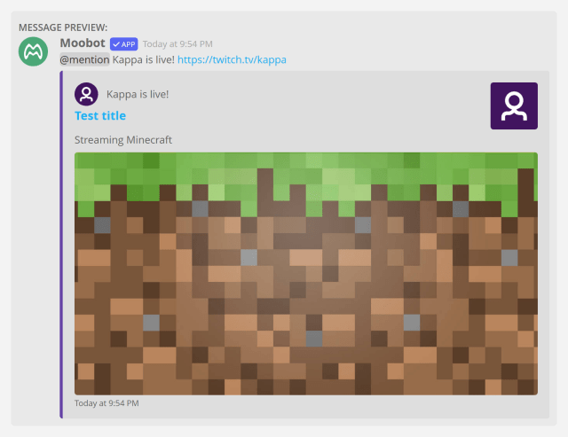 Discord live announcement preview Discord live announcement preview