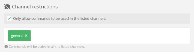 Restricting chat commands to certain Discord channels Restricting chat commands to certain Discord channels