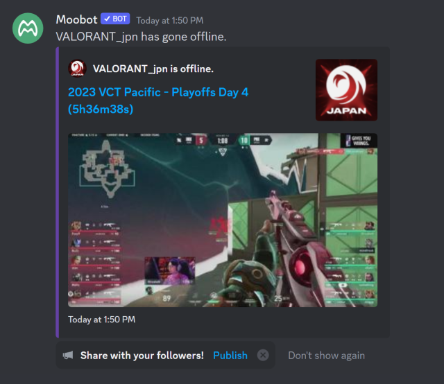 Twitch offline announcement posted to Discord Twitch offline announcement posted to Discord