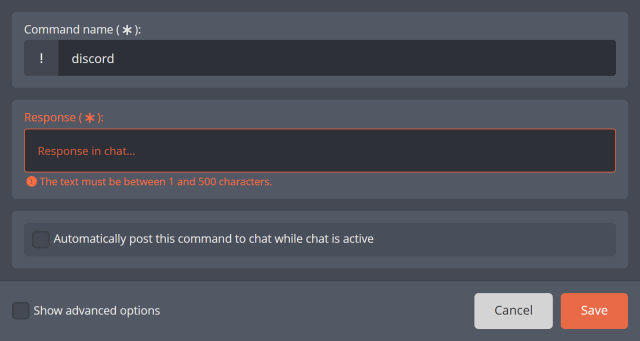 Creating your Discord chat command in Twitch chat