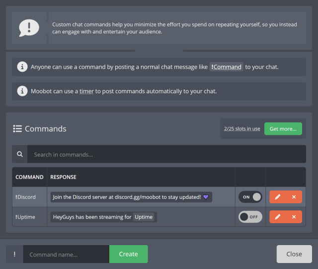 Editing your custom Twitch chat command