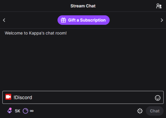 Sending the custom chat command to Twitch chat