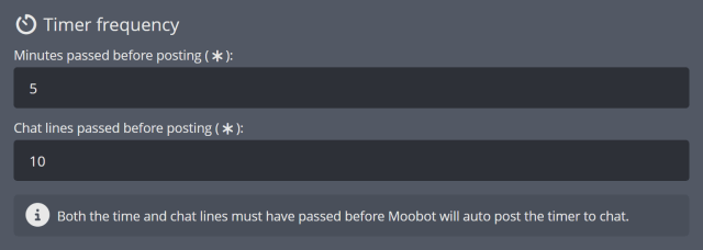 Setting how often a timer posts to Twitch chat