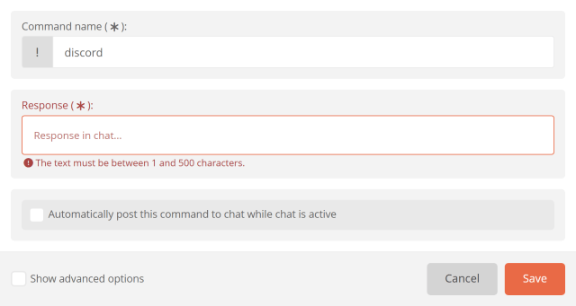 Creating your Discord chat command in Twitch chat