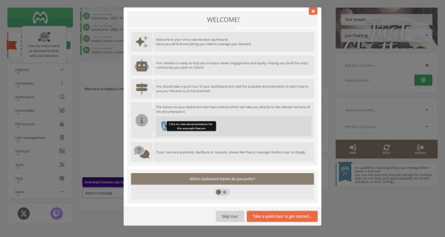 Welcome to your Moobot dashboard!