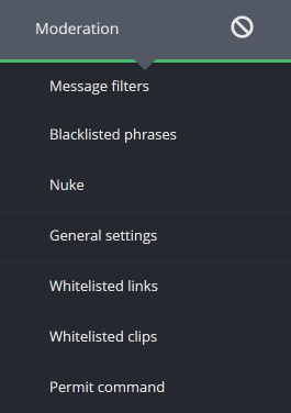 The moderation main menu