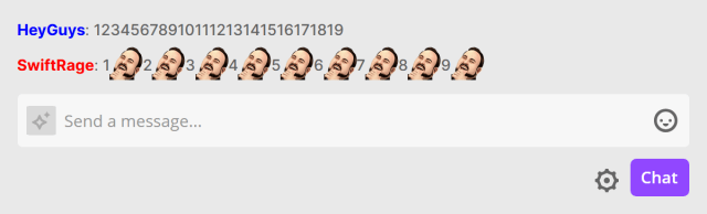 Excessive or undesirable use of numbers in Twitch chat