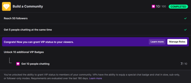Twitch's Build a Community achievement Twitch's Build a Community achievement