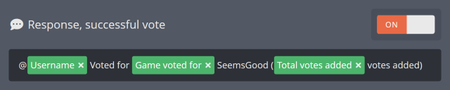 Chat response for successful Game Vote vote