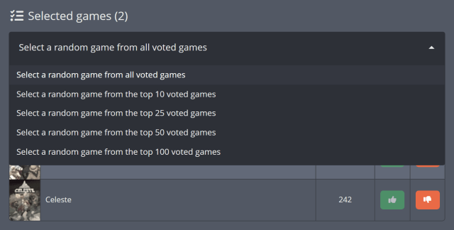 Choosing how a game is selected in Twitch Game Vote