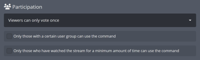 Game Vote settings, participation section