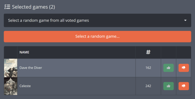 Selecting a random game to play for Twitch Game Vote