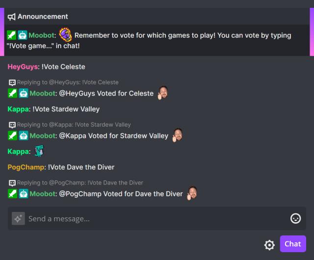Voting in a Twitch Game Vote
