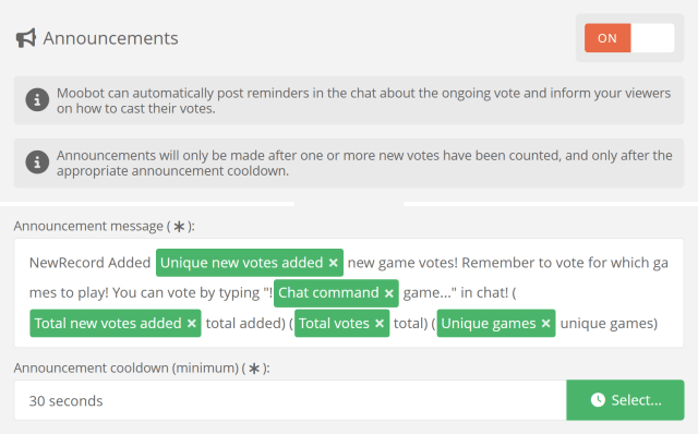 Automatically announcing your Game Vote in Twitch chat