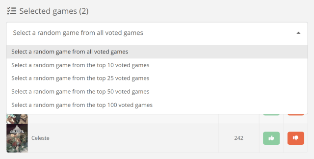 Choosing how a game is selected in Twitch Game Vote