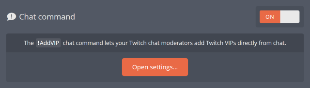 Activating the !AddVip chat command