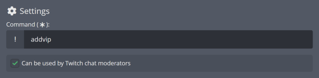 Adjusting the !AddVip chat command settings