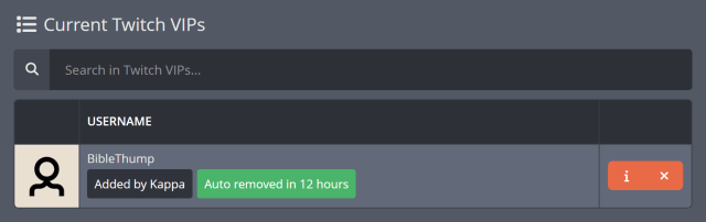 Temporary Twitch VIP added