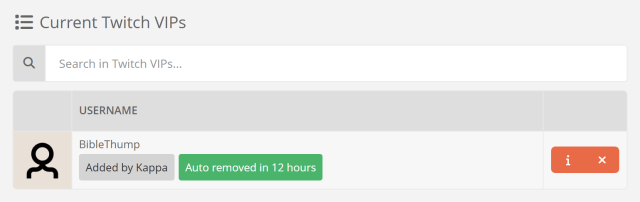 Temporary Twitch VIP added