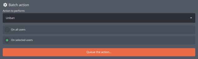 Performing a new action on your banned, blocked or flagged users