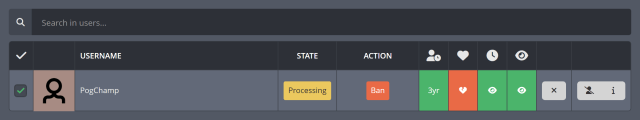 Selecting a user to perform a new action on