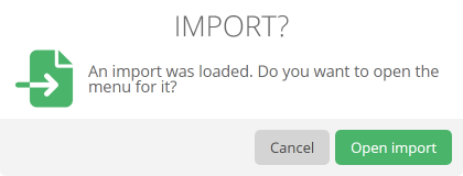 Opening an import
