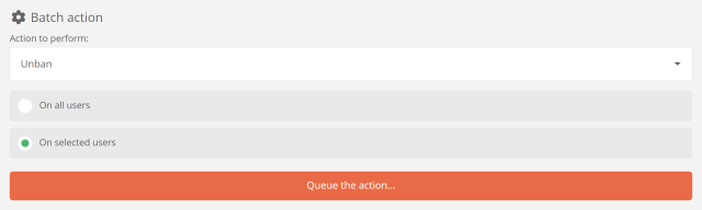 Performing a new action on your banned, blocked or flagged users