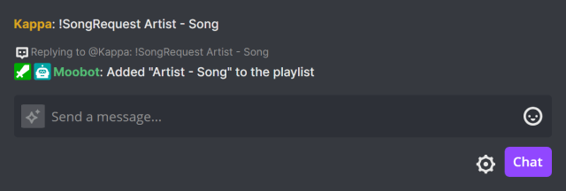 !SongRequest chat command with query in Twitch chat !SongRequest chat command with query in Twitch chat