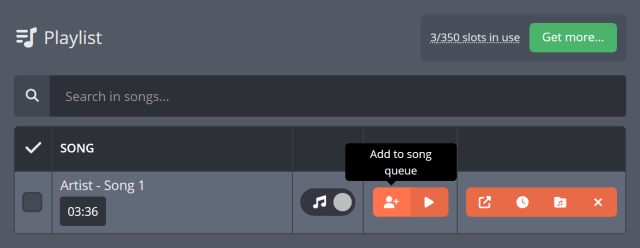 Queuing up songs from your personal playlist Queuing up songs from your personal playlist