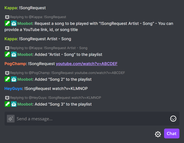 Requesting songs through Twitch chat Requesting songs through Twitch chat