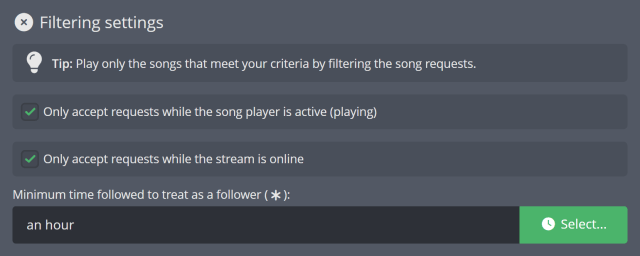 Setting when Song Requests are open Setting when Song Requests are open
