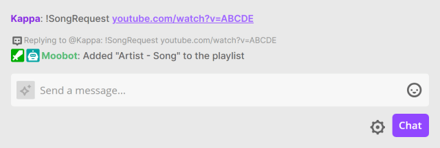 !SongRequest chat command with link in Twitch chat !SongRequest chat command with link in Twitch chat